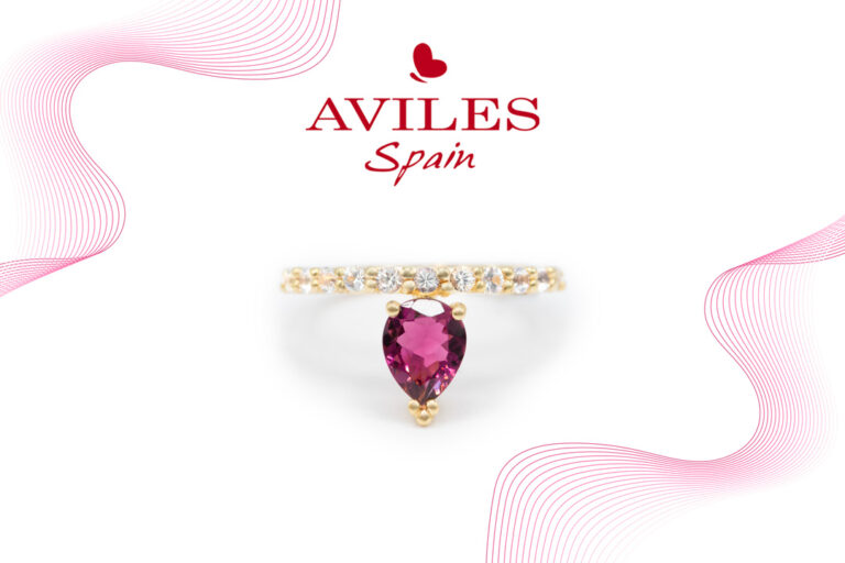 sortija de oro con diamante y turmalina
